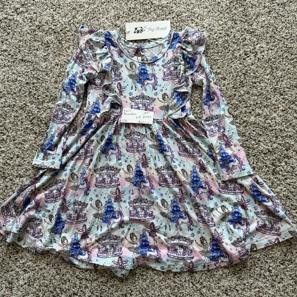 Charming Carousel and Princess Print Kids Bamboo Dress
